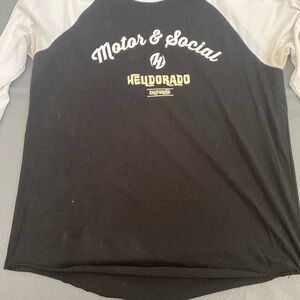 Motor & Social Black and White Raglan Shirt
